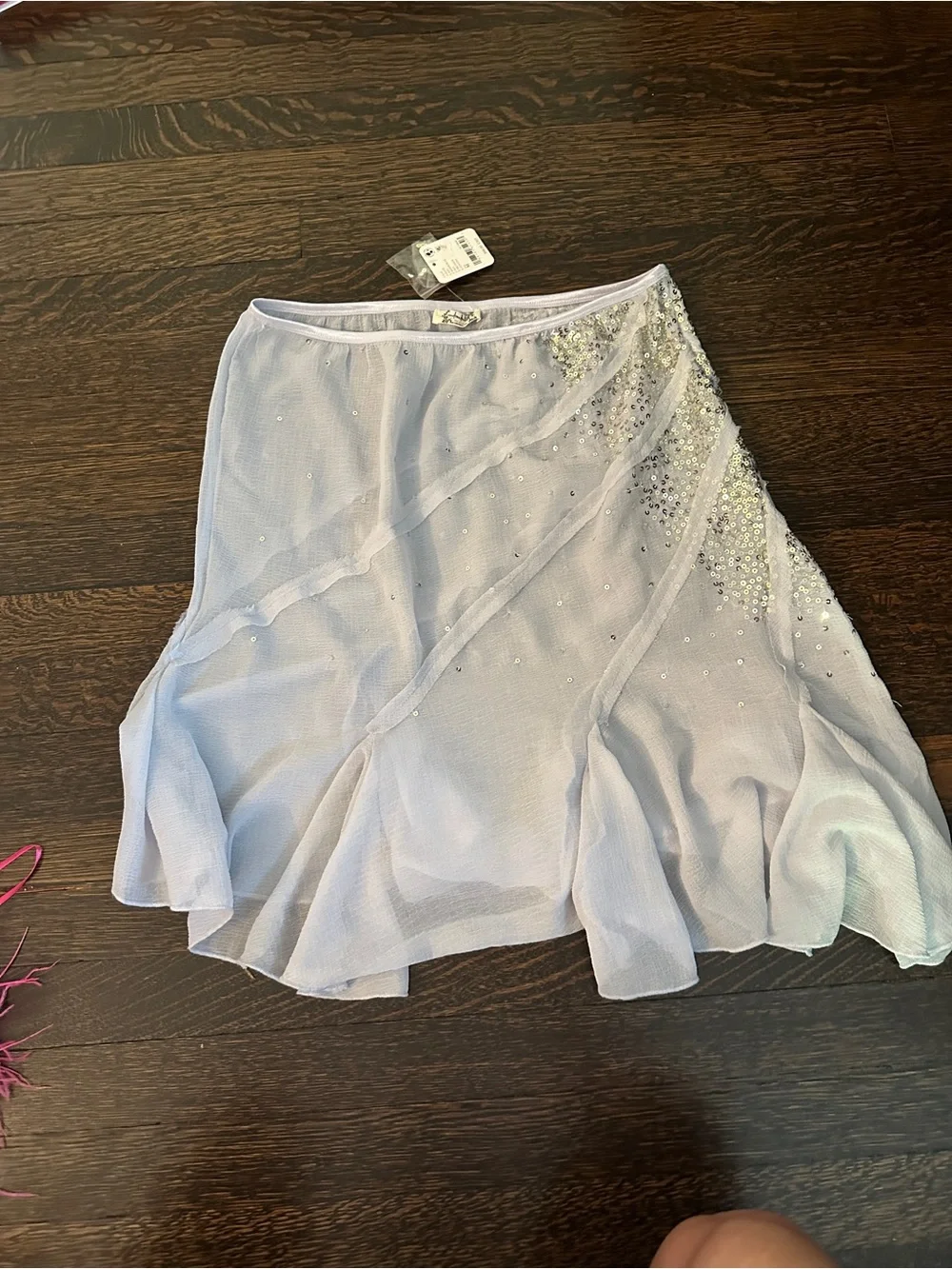 Embellished Light Blue Chiffon Skirt - Picture 2 of 6